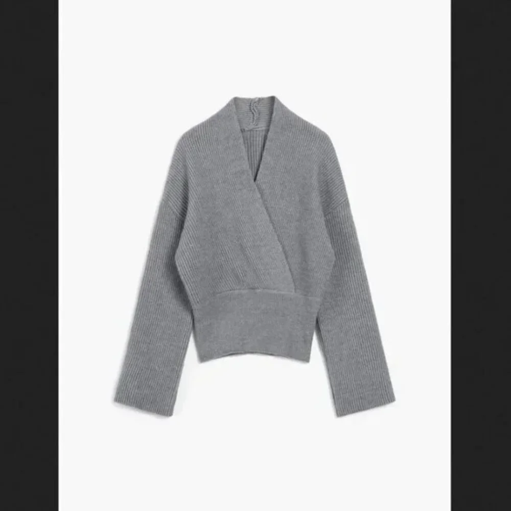 NWT Women's Commense Gray She's Effortless Wrap Sweater Ribbed Knit LARGE - Picture 3 of 4